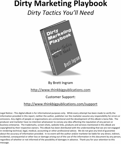 Product picture Dirty Marketing Playbook - How to make money on your Website